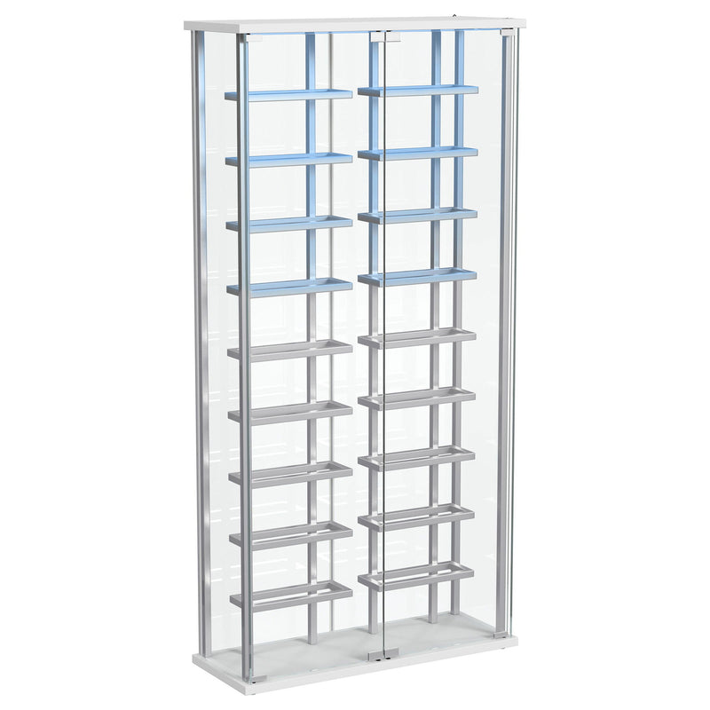 Wine Storage LED Curio Cabinet - Chrome