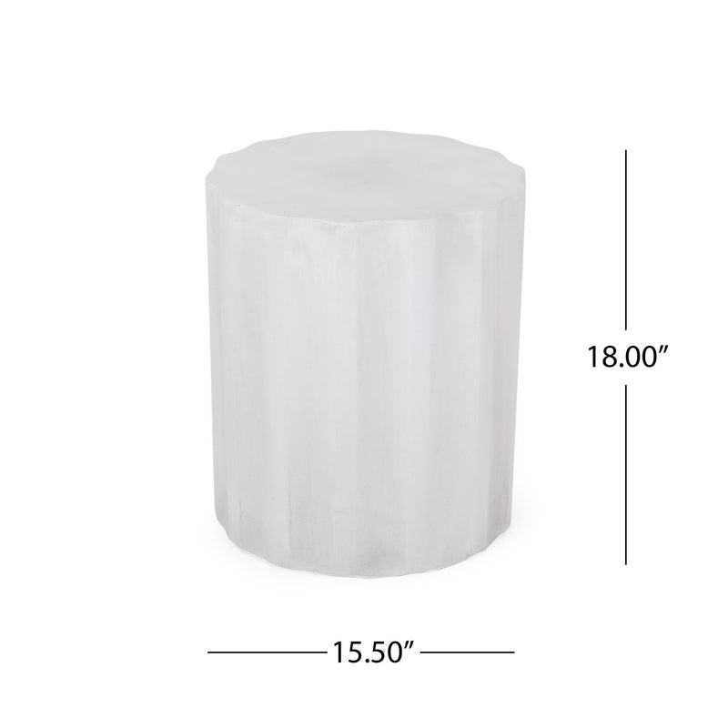 Outdoor End Table With Soft Wave Edge - Antique White