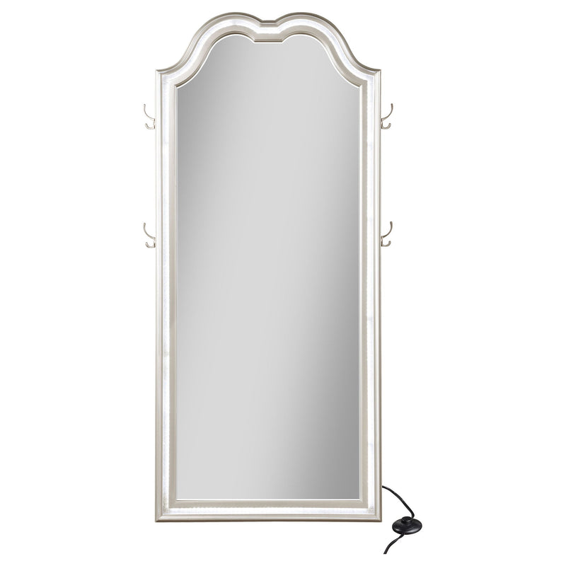 Colwood - Full Floor Mirror With LED Lighting And Storage Hooks - Silver