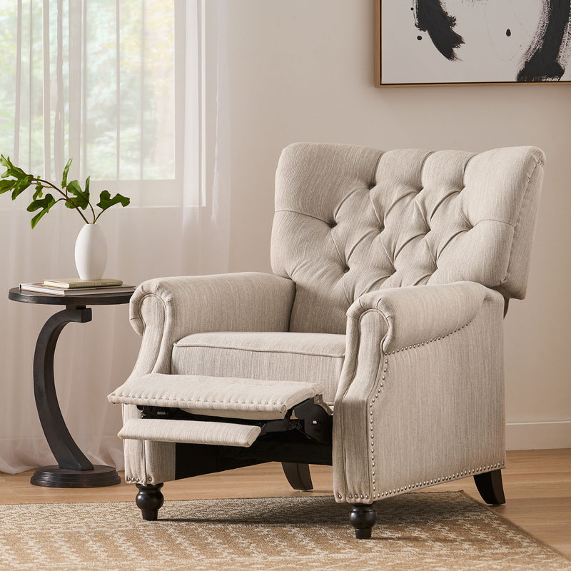 Welch - Contemporary Tufted Pushback Recliner - Beige