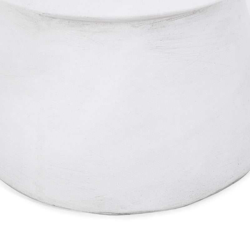 Outdoor Lightweight Concrete End Table With Hourglass Structure - Antique White