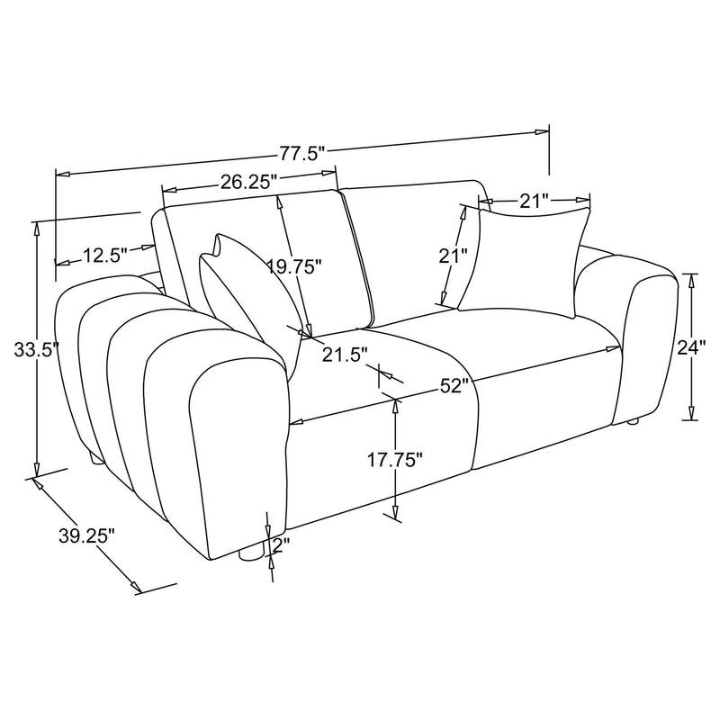 Burnett 2-piece Chenille Upholstered Sofa Set Ivory