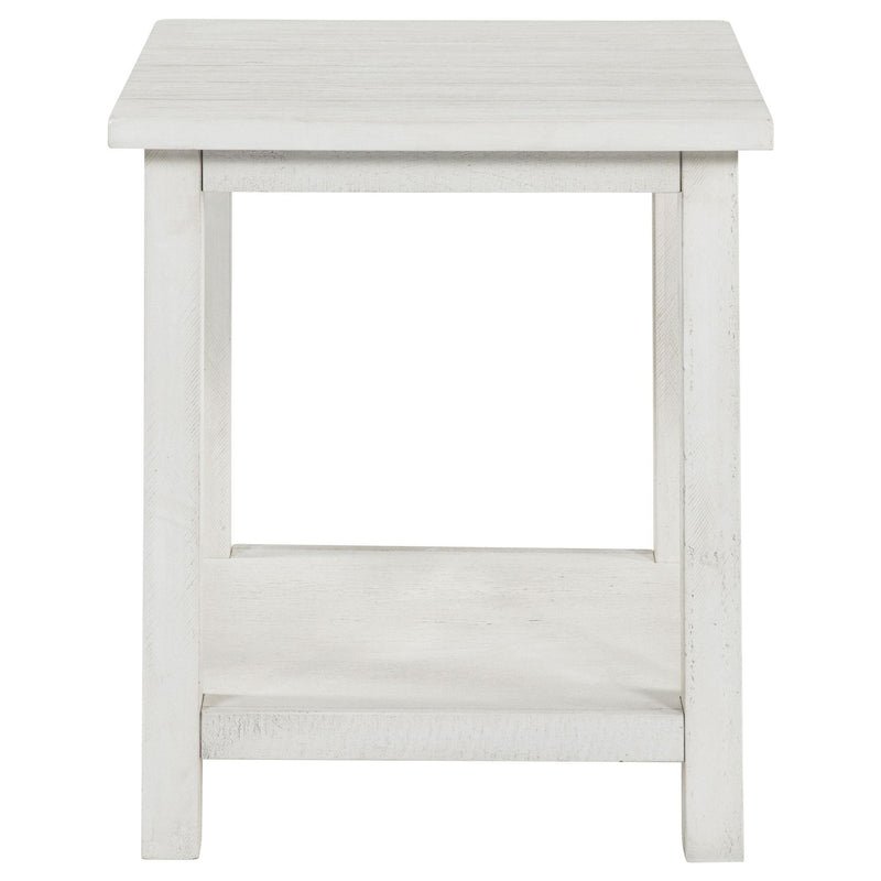 Payne Wood End Table with Shelf Distressed White