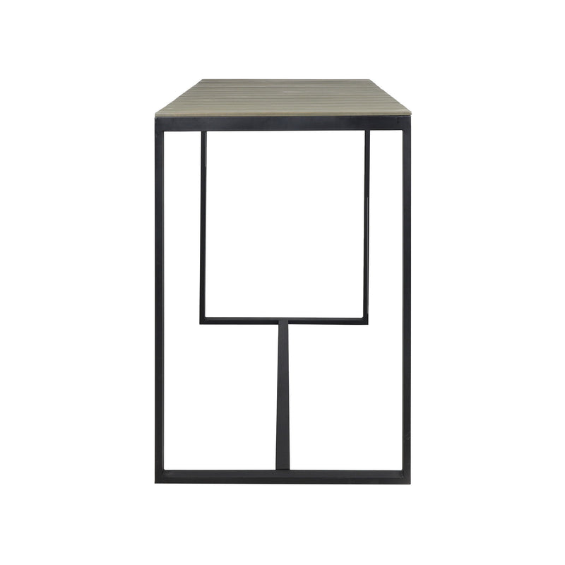 Ernesto - Outdoor Industrial Acacia Wood Bar Table With Metal Frame - Gray
