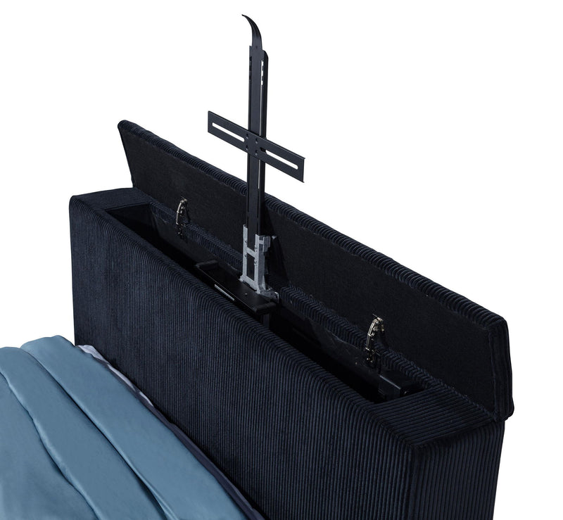 Tisdall Queen Flame Visualizer Wingback TV Bed Black