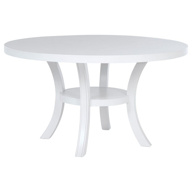 Tyler - Round Dining Table With Shelf Round Table - White