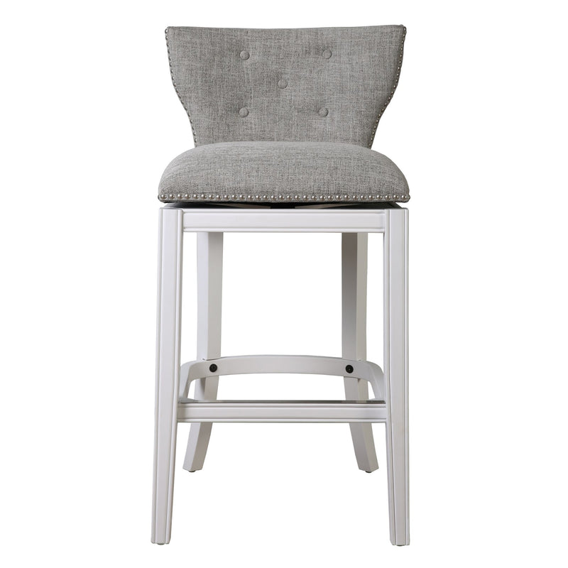Upholstered Swivel Stool With Back