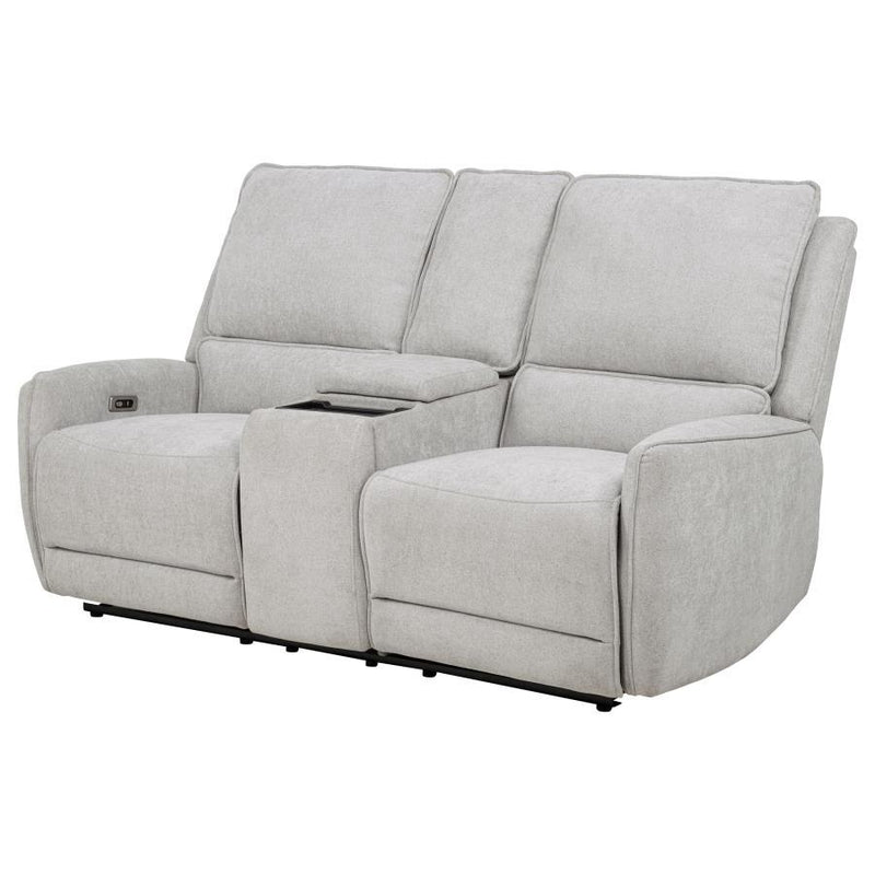 Sylmar - Chenille Upholstered Power Reclining Loveseat - Dove Gray