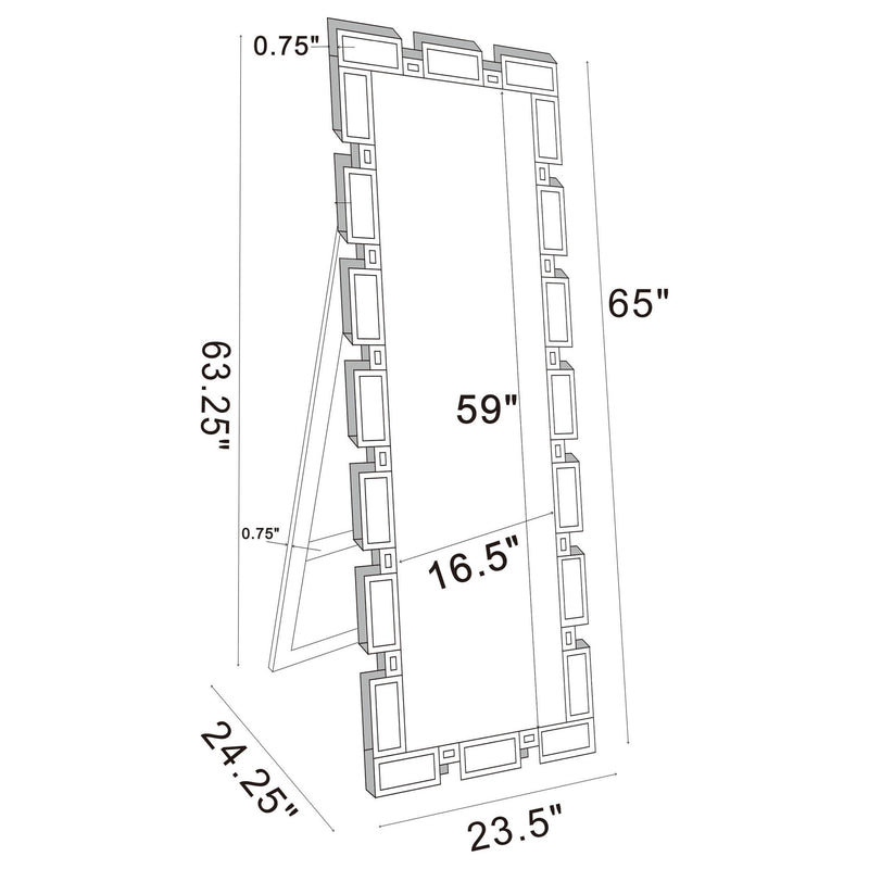 Tavin 24 x 65 Inch Geometric Frame Standing Mirror Silver