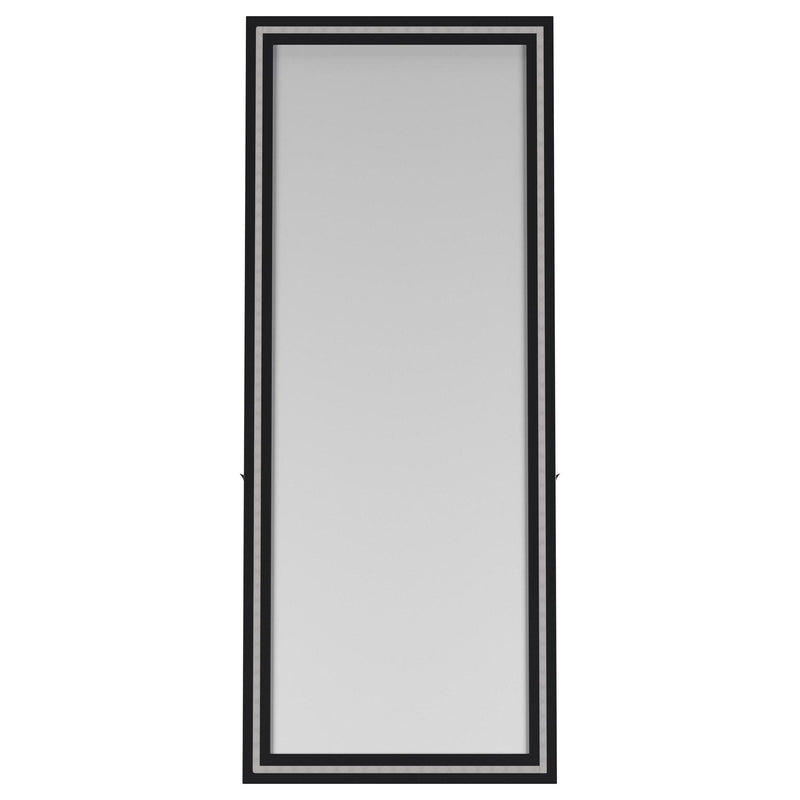 Windrose 28 x 67 Inch Tempered LED Standing Mirror Black