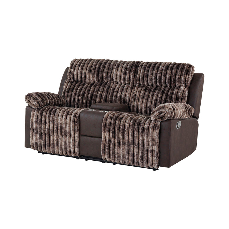 Bruni - Console Reclining Loveseat With Manual Recline And Rich Upholstery - Brown