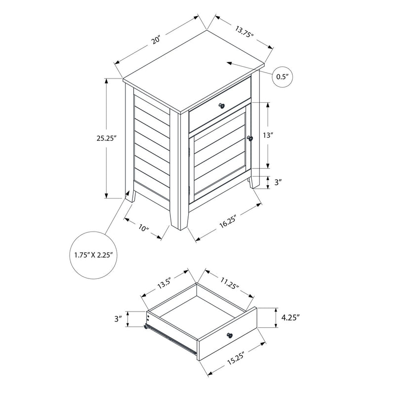 Accent Nightstand, Storage Drawer, Transitional