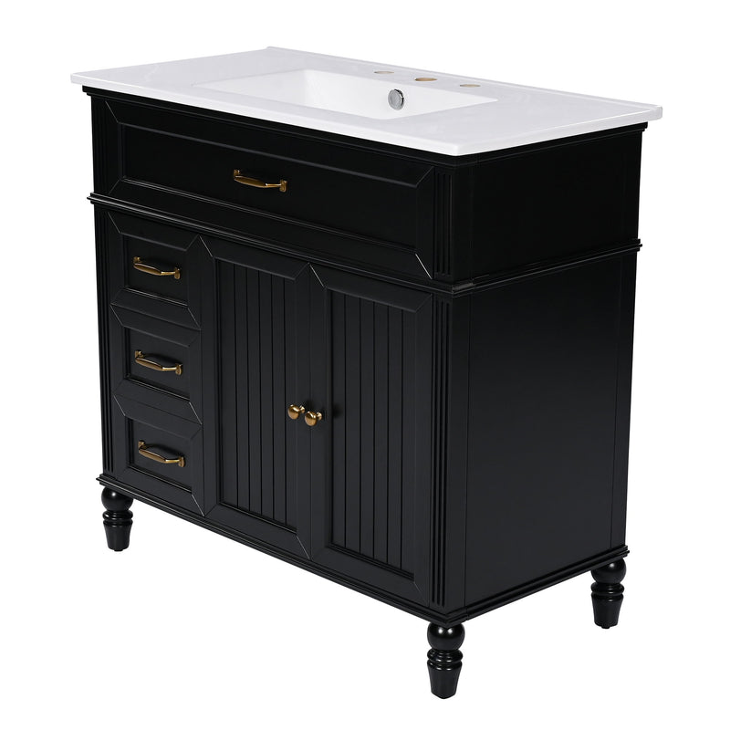 Bathroom Vanity With Sink, 2 Doors 2 Drawers, Freestanding Design