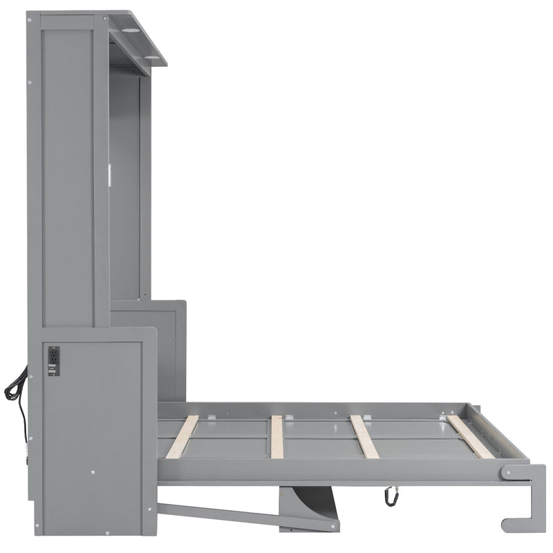 Murphy Bed With Desk, LED Lights And USB Charging Station