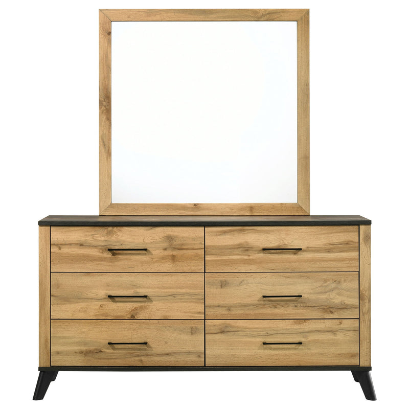 Georgina - 6 Drawer Dresser With Mirror - Natural Wood