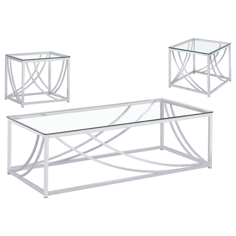 Lille 3-piece Glass Top Coffee And End Table Set Chrome