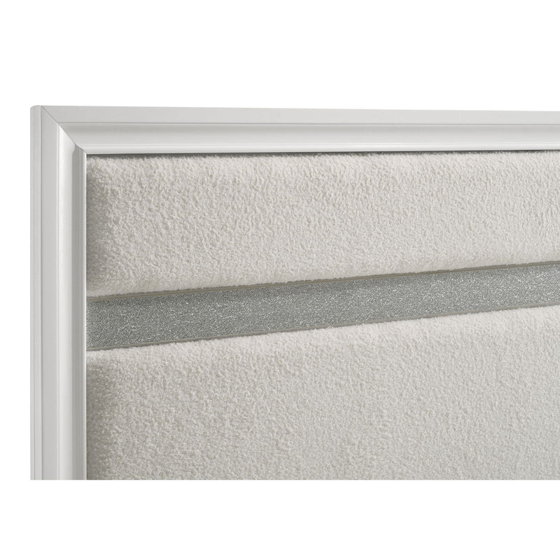 Panel Bed With Padded Headboard And Glittering Accent Stripes