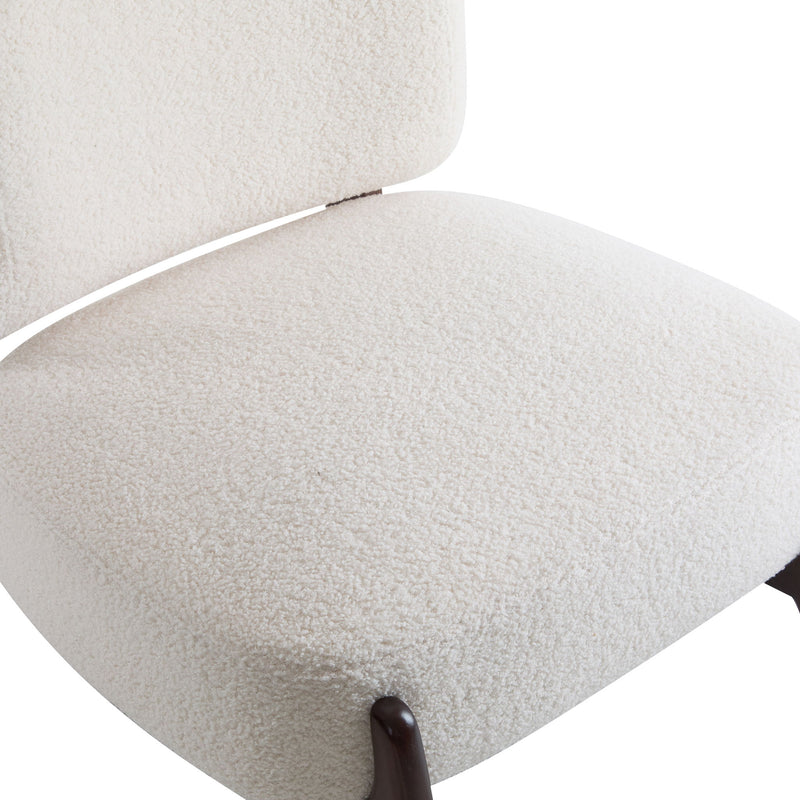 Modern Boucle Lounge Chair With Solid Wood Fram