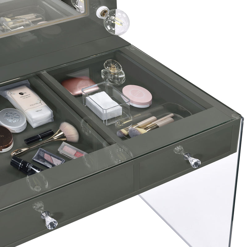 Katelyne - 3 Drawer Vanity Set With Mirror - Gray