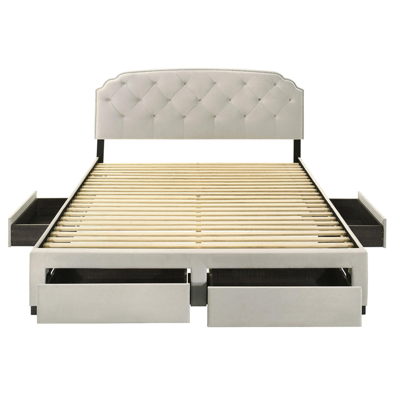 Marianna 4-drawer Upholstered Eastern King Storage Bed Cream