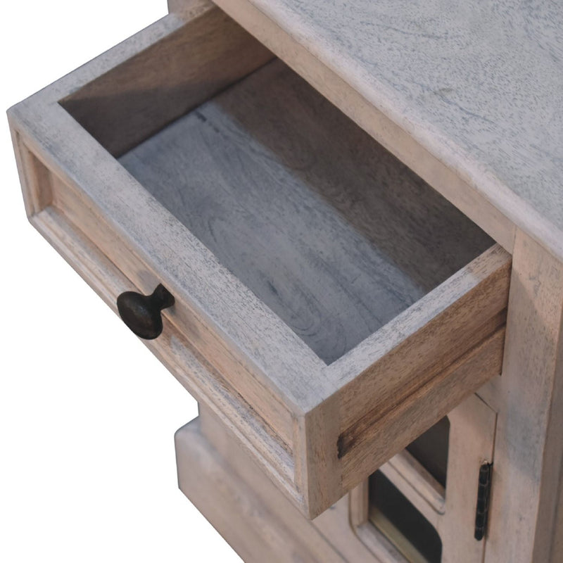 Glazed Bedside Table - Stone White