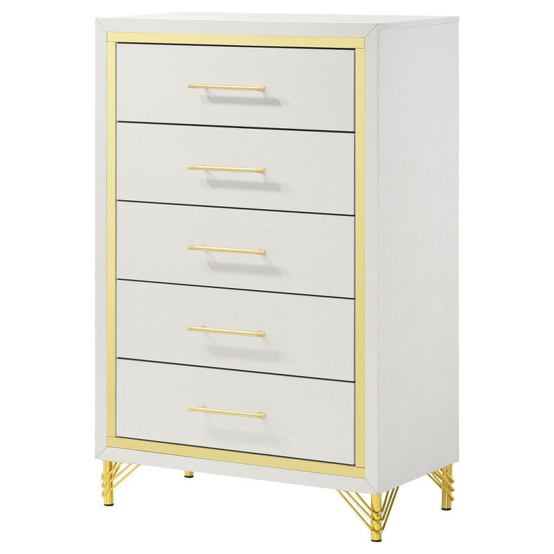 Chesney - 5 Drawer Chest With Trim - White