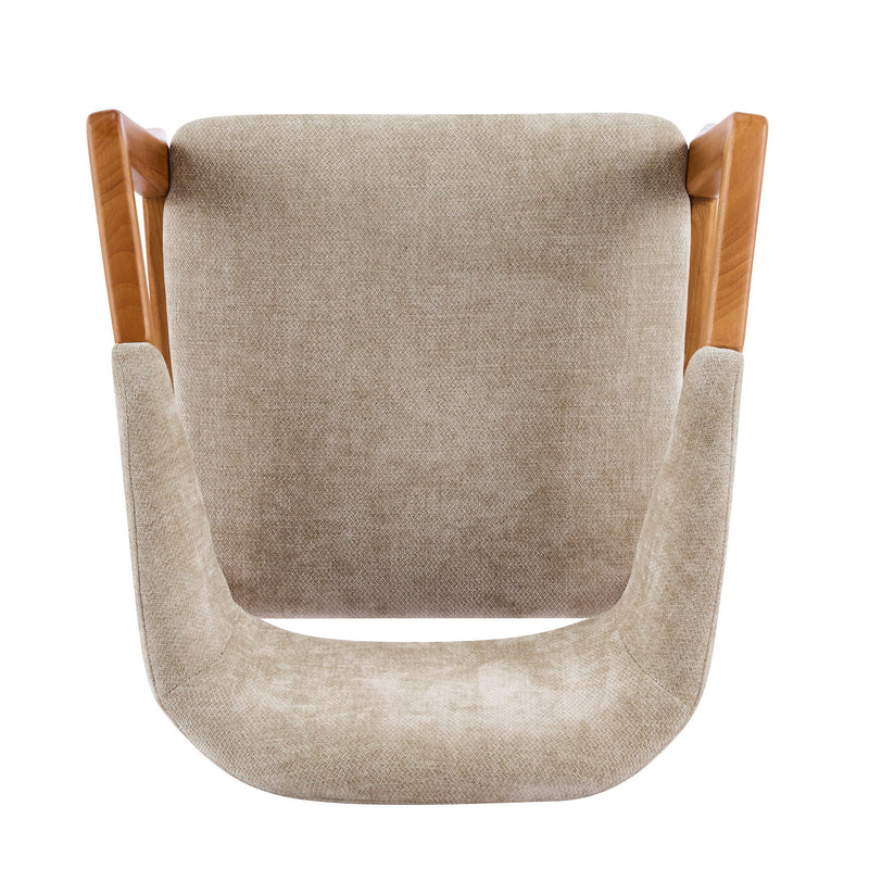 Indoor Upholstered Dining Chair (Set of 2) With Sturdy Frame And Ergonomic Curved Backrest - Oatmeal / Teak