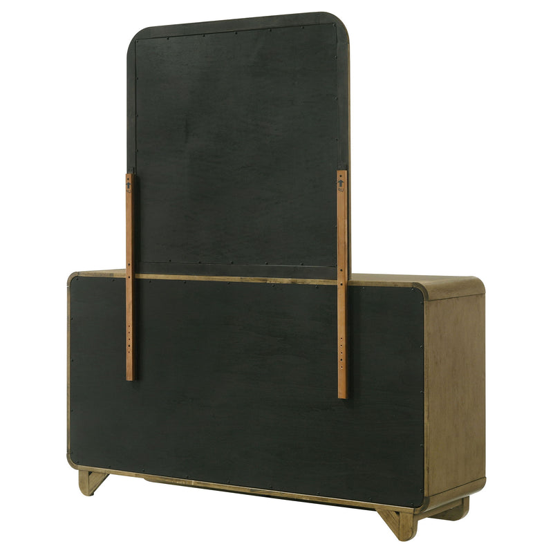 Bernardo - 6 Drawer Dresser And Mirror With Rounded Corners - Nutmeg Brown