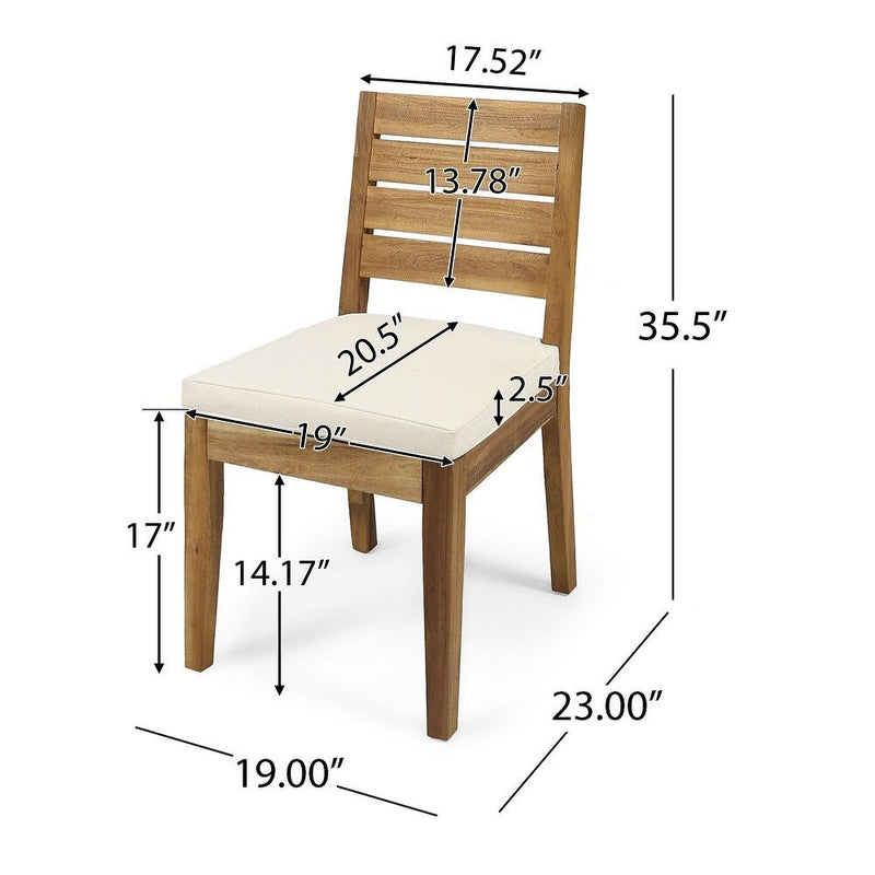 Outdoor 7 Piece Dining Set With Cushions - Sandblasted Natural / Beige