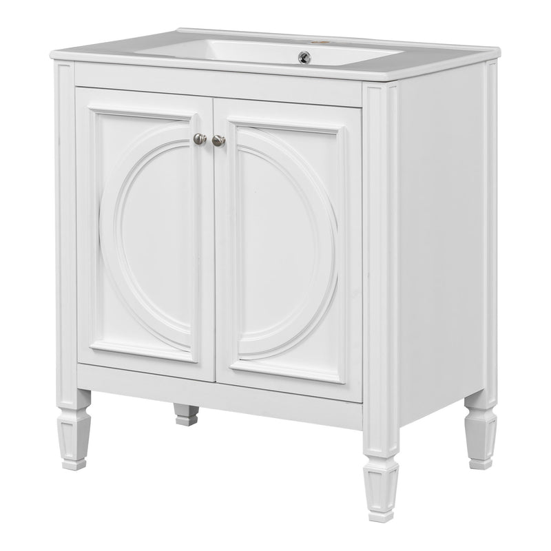 Double Sink Bathroom Vanity Set With Wall Mount Mirror Cabinet