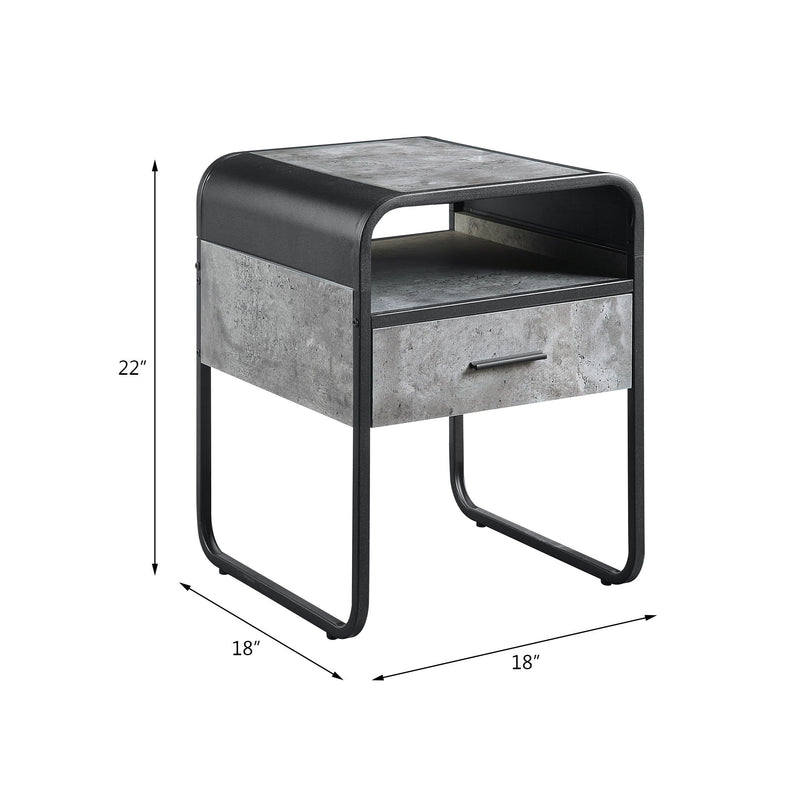 Raziela - End Table With Drawer - Black / Gray