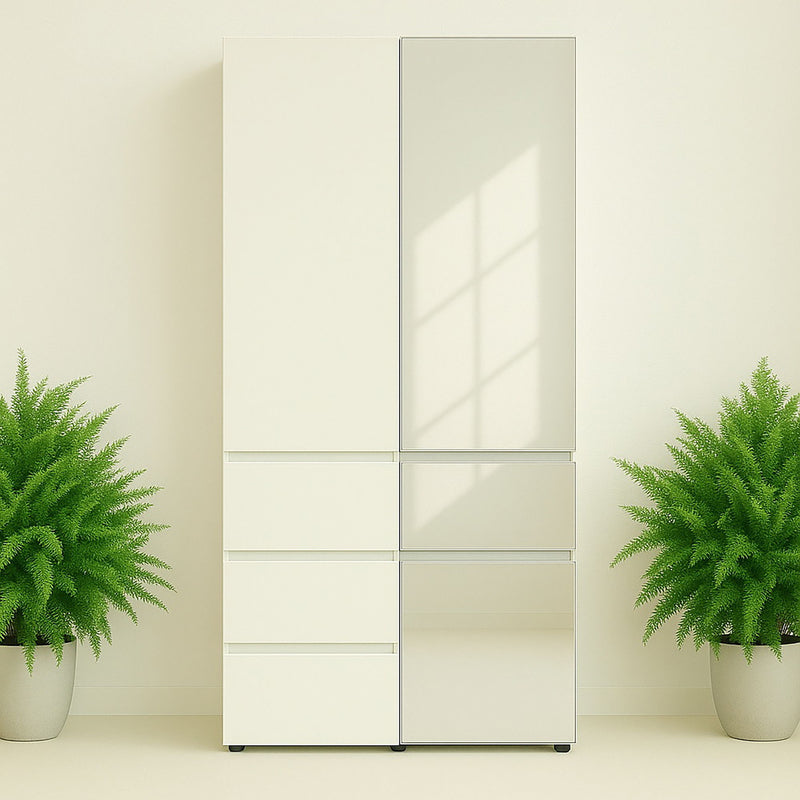 Elise - Slim Modular Closet Cabinet With Mirror - White
