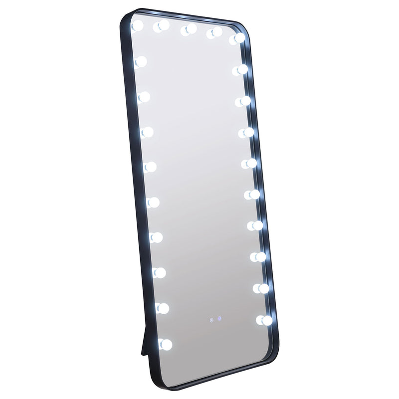 Villancourt - LED Standing Mirror With Speakers - Black