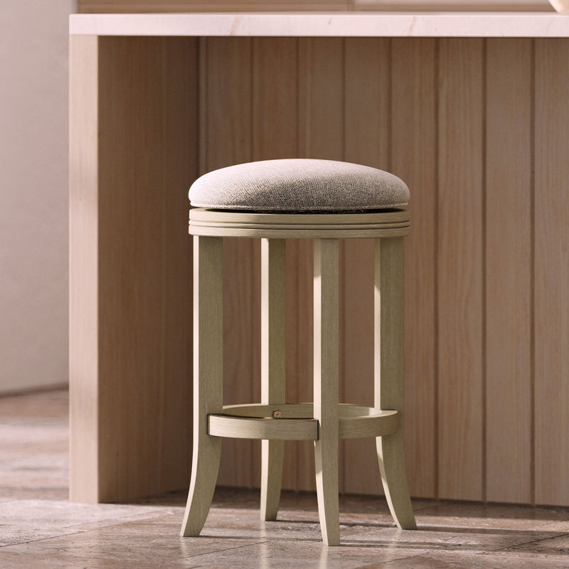 Backless Swivel Stool With Upholstered Seat