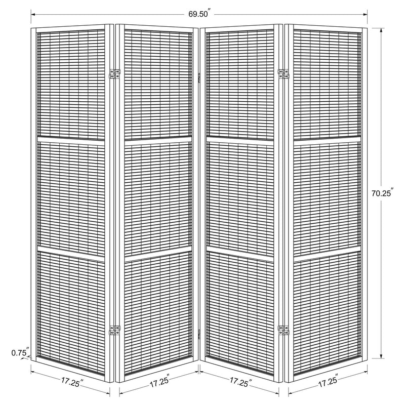 Browning 4-panel Bamboo Room Divider Folding Screen Walnut