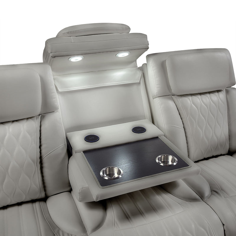Electra - Power Reclining Sofa With Power Headrests, Drop Down Table, Reading Light, Massage, LED Lighting And USB Control