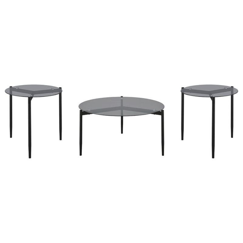 Rosalie 3-piece Round Coffee and End Table Set Grey