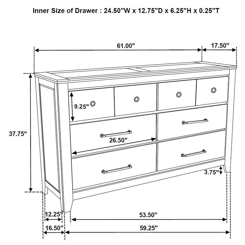 Hazlewood 6-drawer Bedroom Dresser Cabinet Vineyard Oak