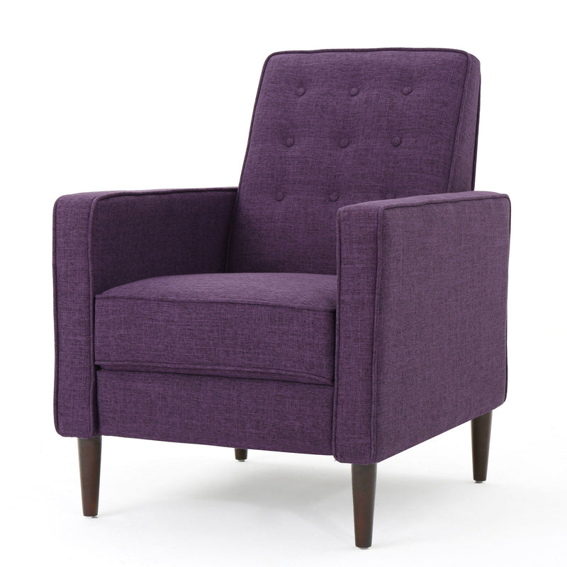 Mid-Century Modern Recliner With Button Tufted Waffle Stitch