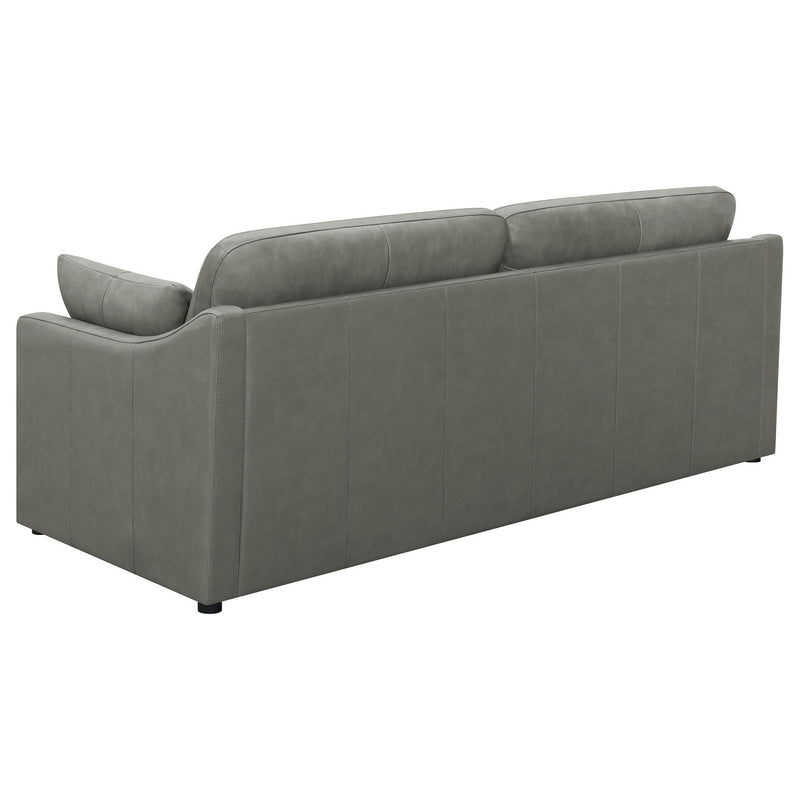 Grayson Leather Upholstered Sloped Arm Sofa Grey