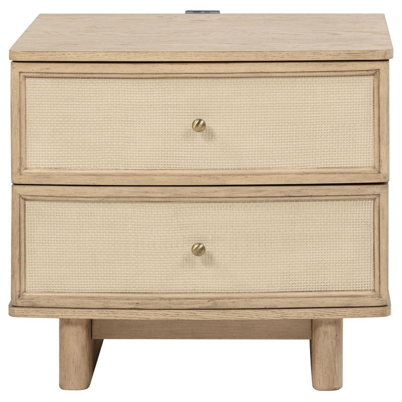 Kailani 2-drawer Nightstand Bedside Table Beige Oak