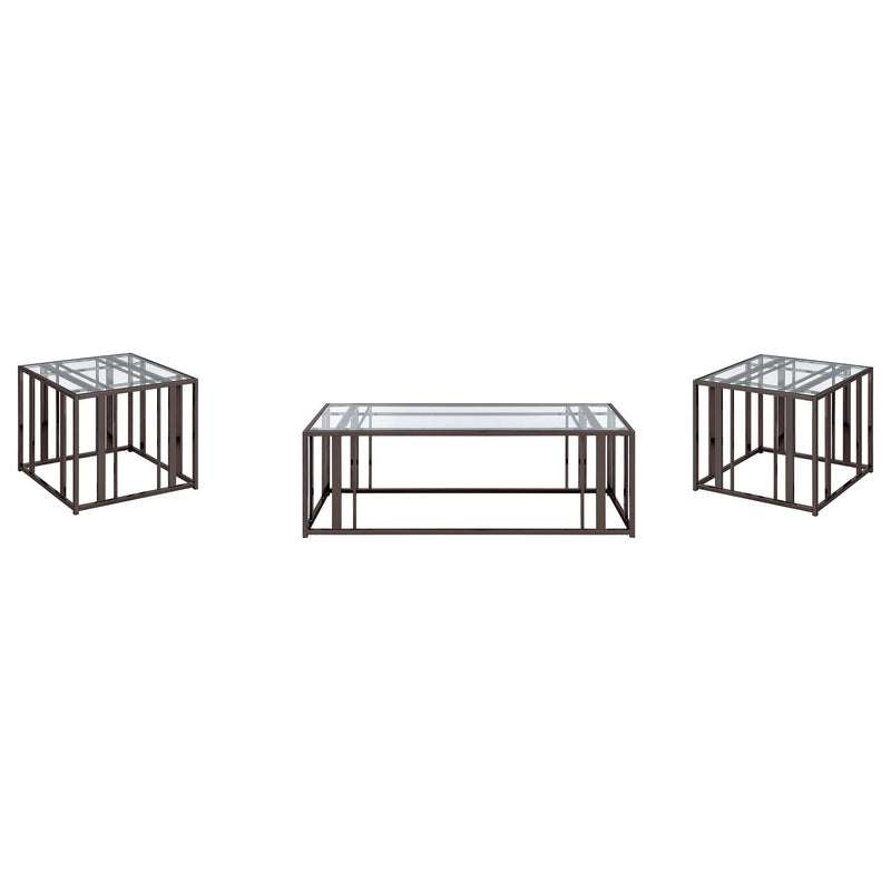 Adri 3-piece Coffee and End Table Set Black Nickel