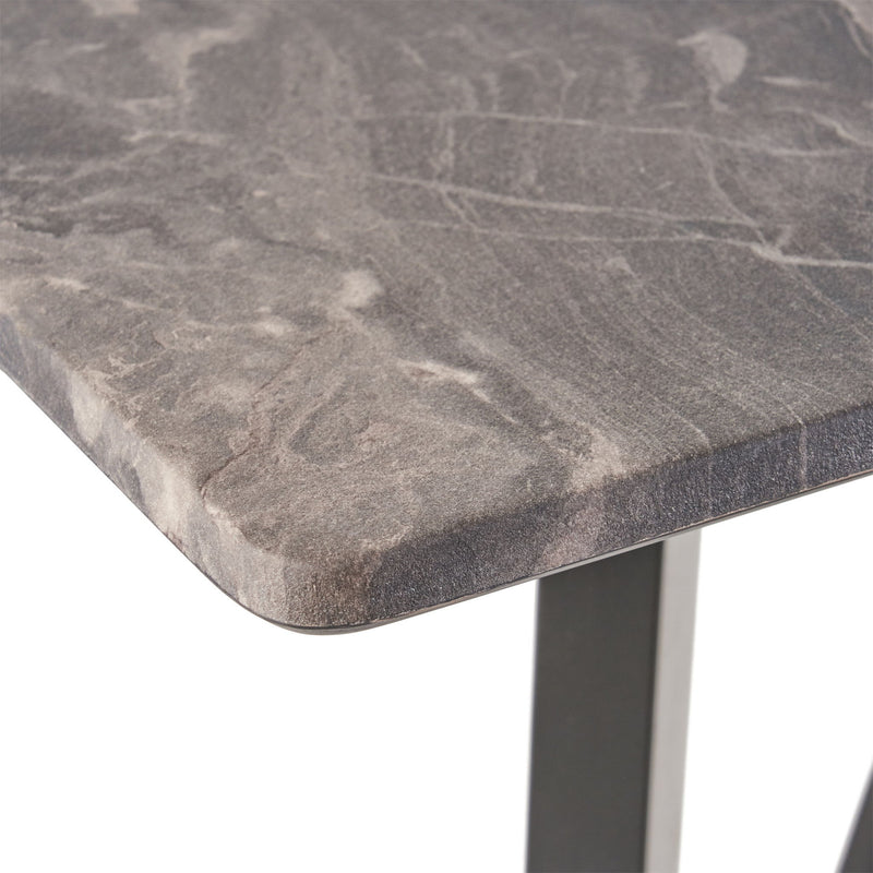 Modern Bar Height Dining Table, Rubberwood Legs And Laminate Table Top, Paladina Marble - Black