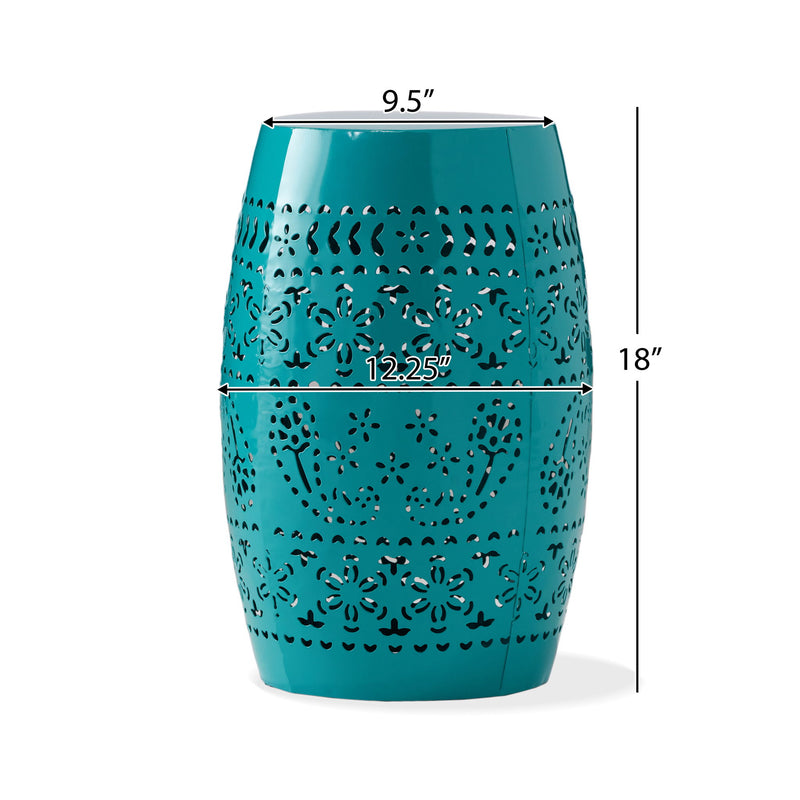 Outdoor Lace Cut Side Table - Teal