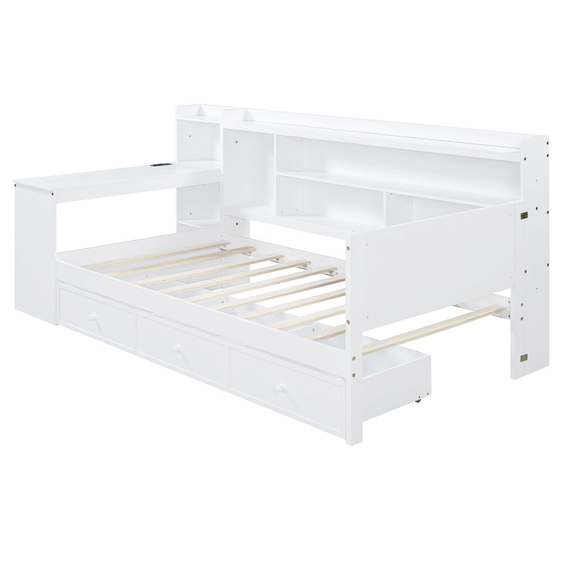 Daybed With 3 Drawers USB Ports And Desk