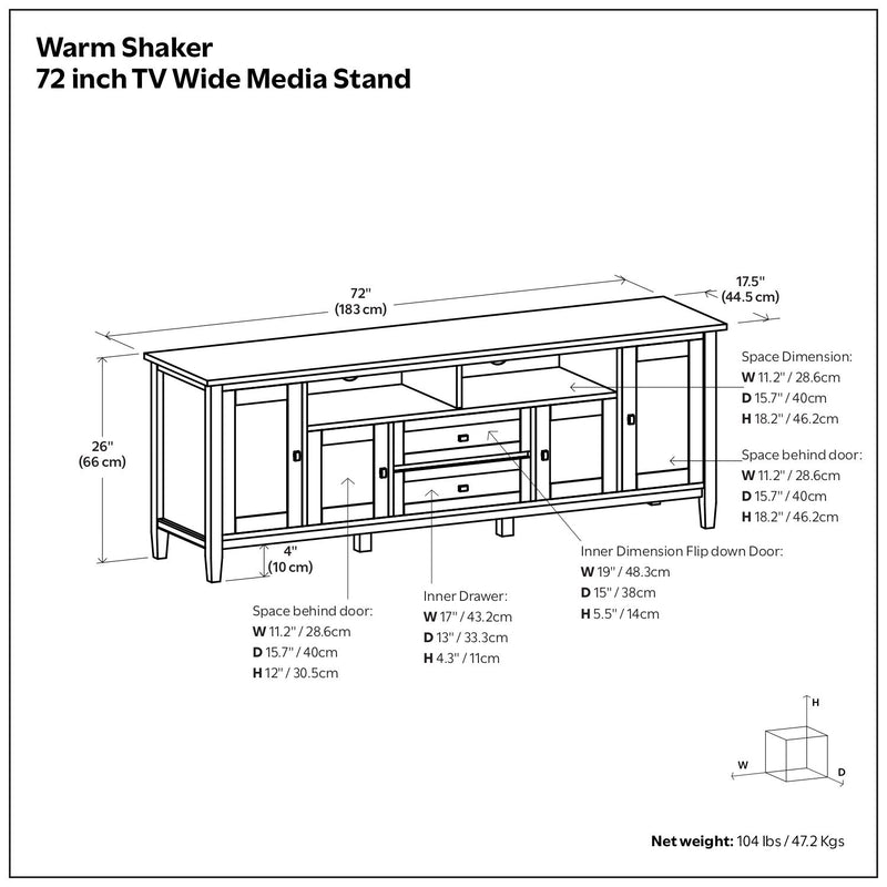Warm Shaker - TV Media Stand Handcrafted - Tobacco Brown