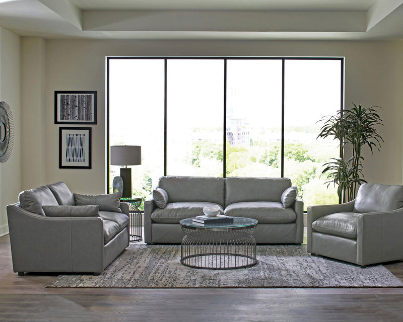 Grayson Leather Upholstered Sloped Arm Sofa Grey