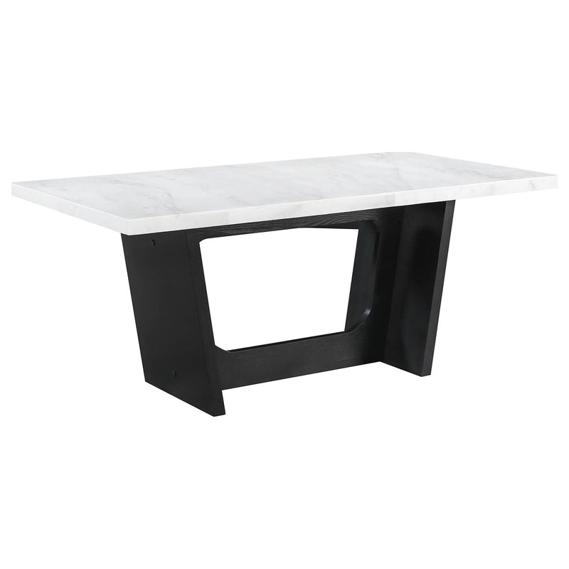 Sherry 7-piece Rectangular Marble Top Dining Table Set Grey