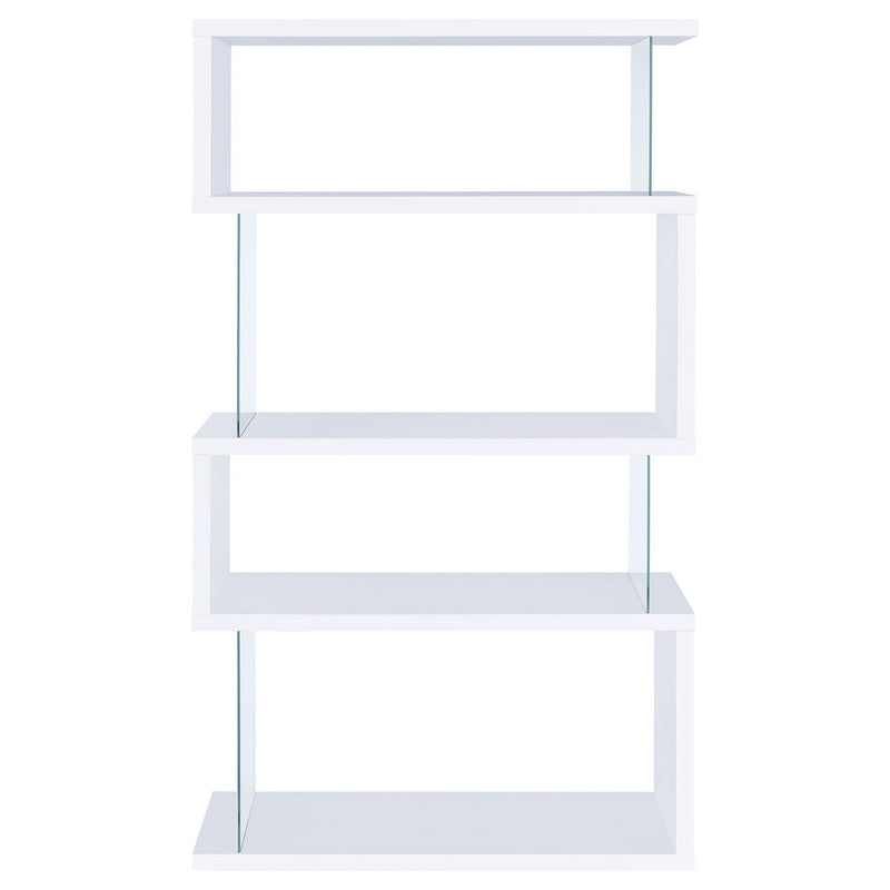 Emelle 63-inch 4-shelf Glass Panel Bookshelf White