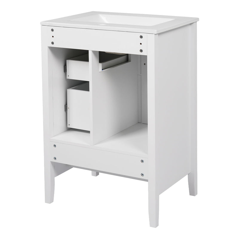 Freestanding Bathroom Vanity With Sink, Soft Closing Cabinet And Drawers - White